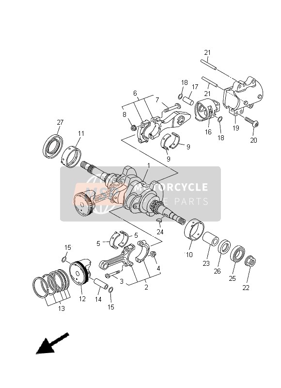 Yamaha XP500 2014 Crankshaft & Piston for a 2014 Yamaha XP500